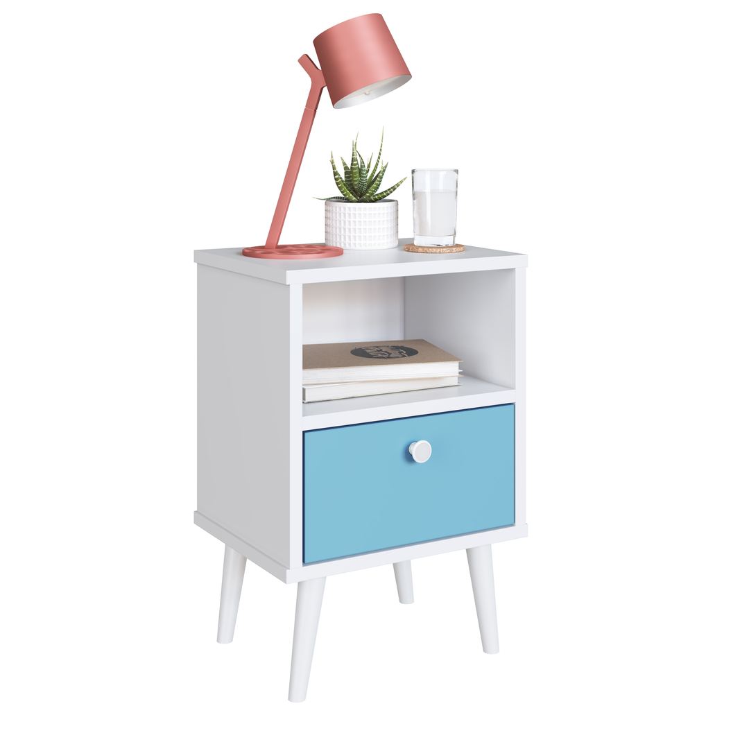 Mesa de Cabeceira Rosa e Azul