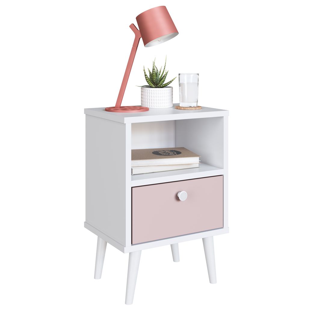 Mesa de Cabeceira Rosa e Azul
